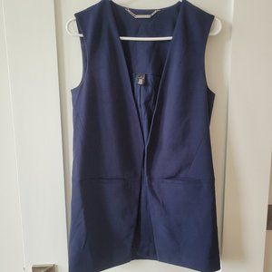 White House Black Market Sz 2 Navy Blue VEST $130 Long Work Business WHBM Modern